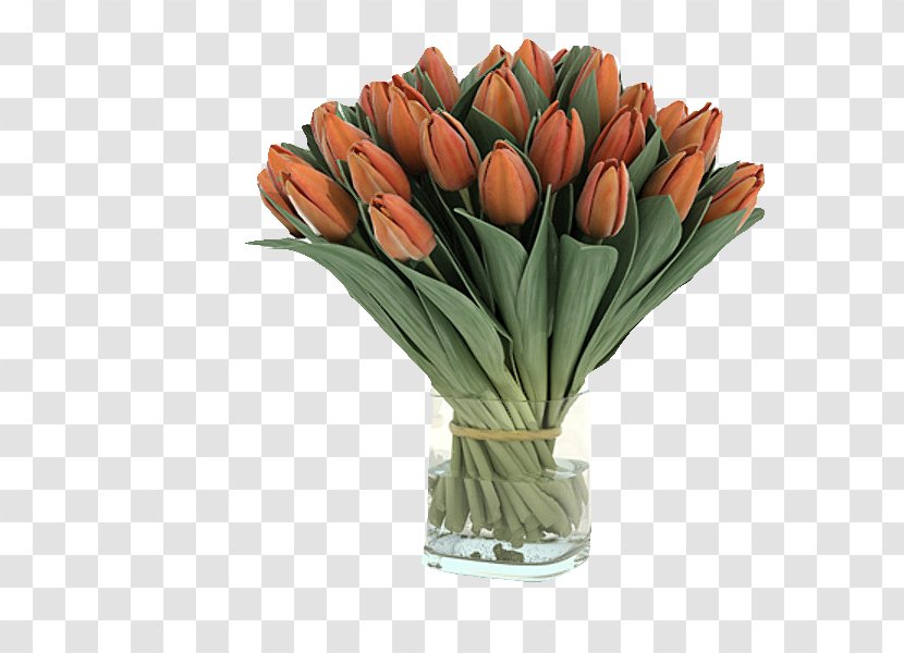 Tulip Flower Bouquet Floral Design Vase - Lily Family - Orange Transparent PNG