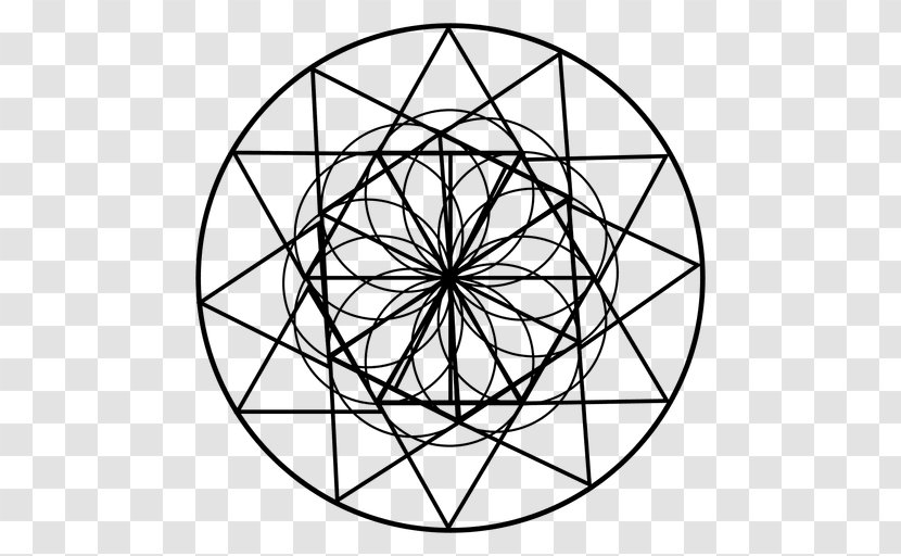 Sacred Geometry Mandala Overlapping Circles Grid - Line Art - Circle Transparent PNG