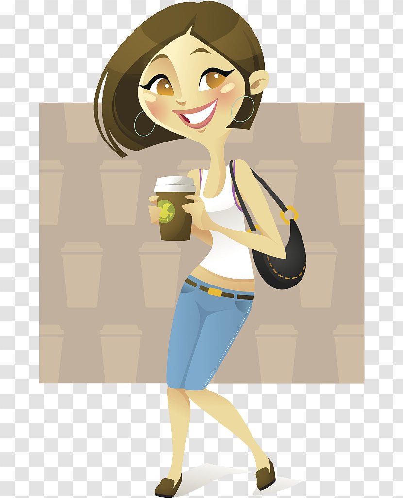 Coffee Drawing Illustration - Silhouette - Cartoon For Girls To Drink Transparent PNG