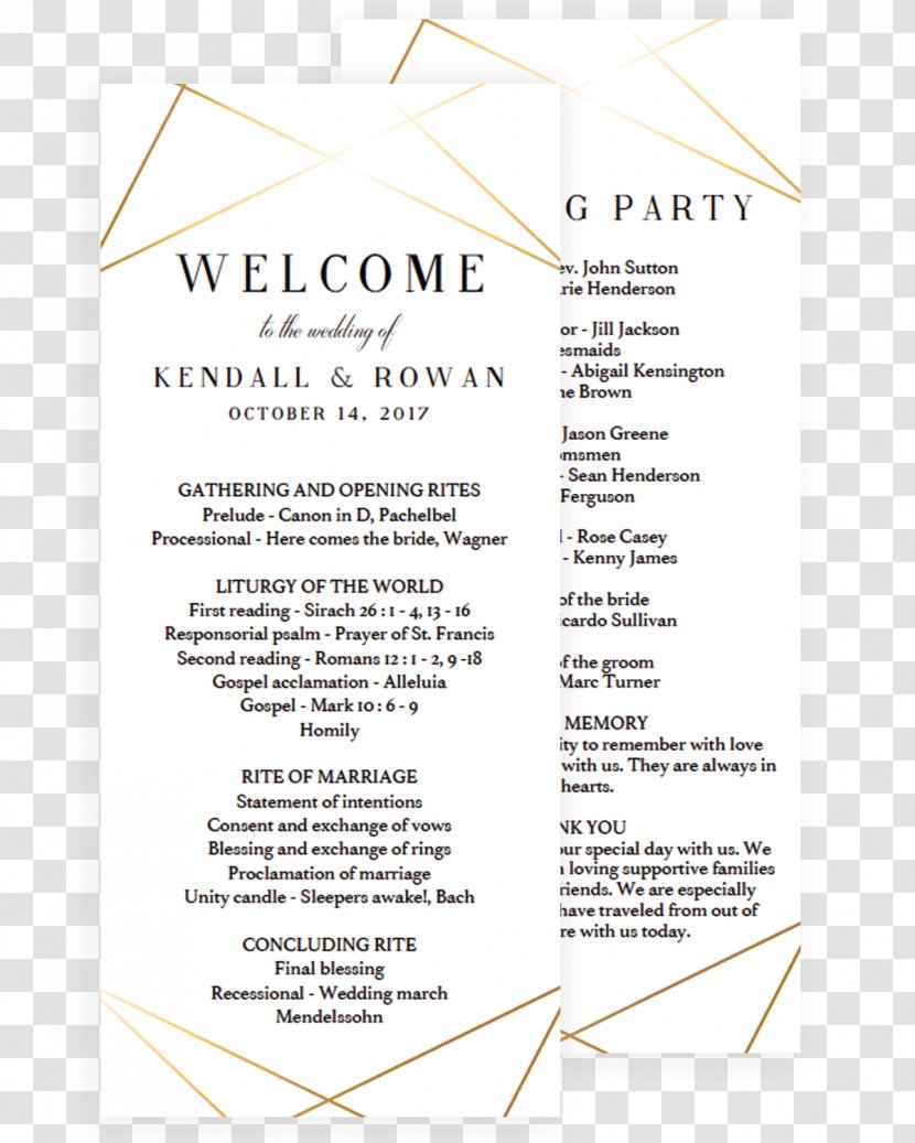 Wedding Invitation Reception Ceremony Convite - Acclamation - Geometric Transparent PNG