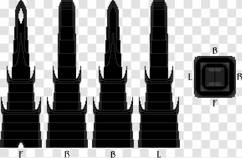 Minecraft Barad-dûr Schematic Diagram 索伦之眼 - Black And White - Iberian Art Transparent PNG