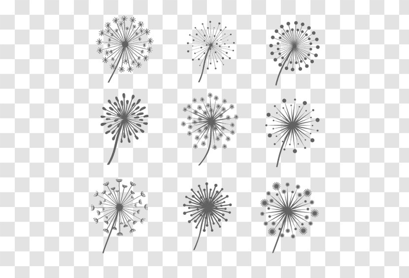 Common Dandelion Drawing Pissenlit Euclidean Vector - Monochrome - Hand-painted Transparent PNG