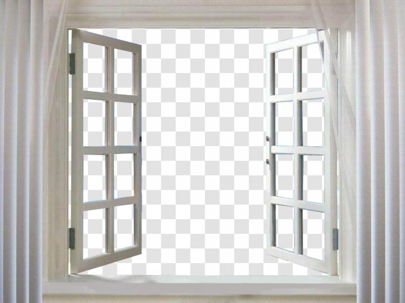 Window Picture Frame Curtain - Sliding Glass Door - Open The Windows And White Curtains Transparent PNG