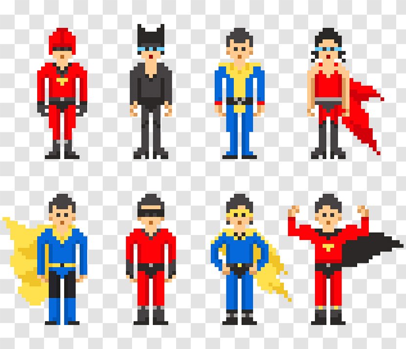Clark Kent Pixel Cartoon - Character - Superman Pixels Transparent PNG
