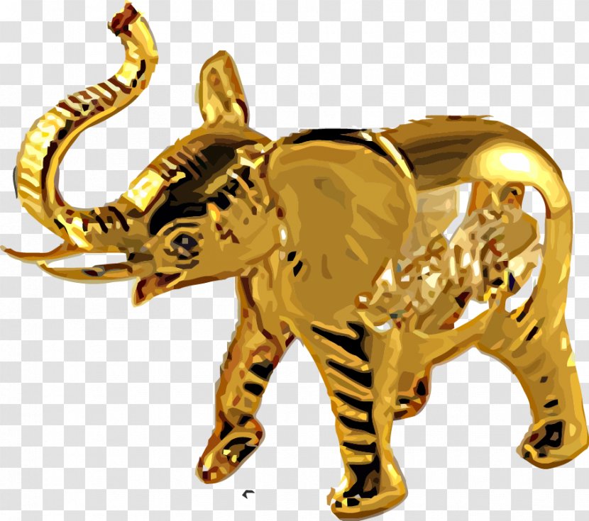 African Elephant Indian Gold - Terrestrial Animal - Vector Golden Transparent PNG