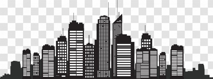 New York City Silhouette Skyline Cityscape - Black And White - Building Transparent PNG