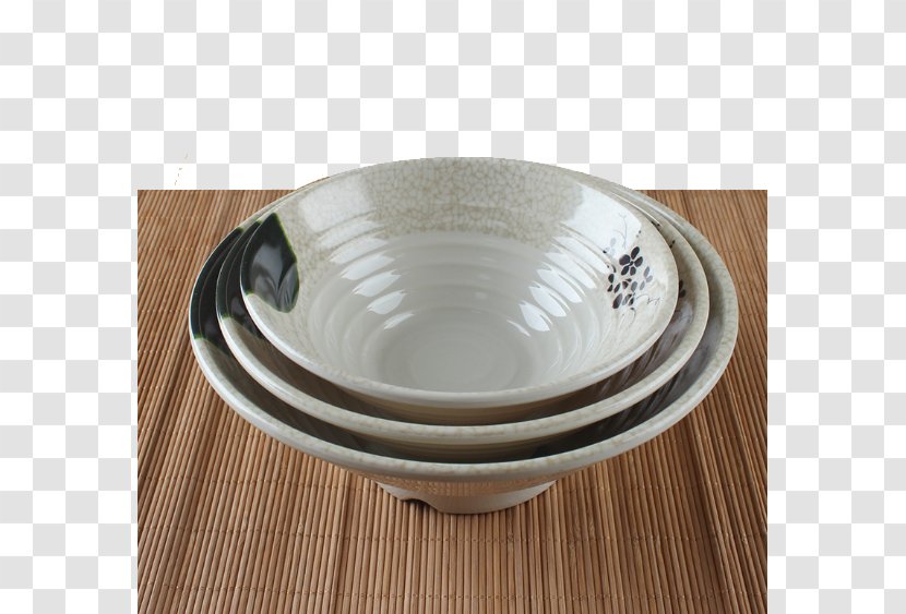 Bowl Ceramic Tableware Blue And White Pottery Porcelain - Dishware - On A Bamboo Mat Transparent PNG