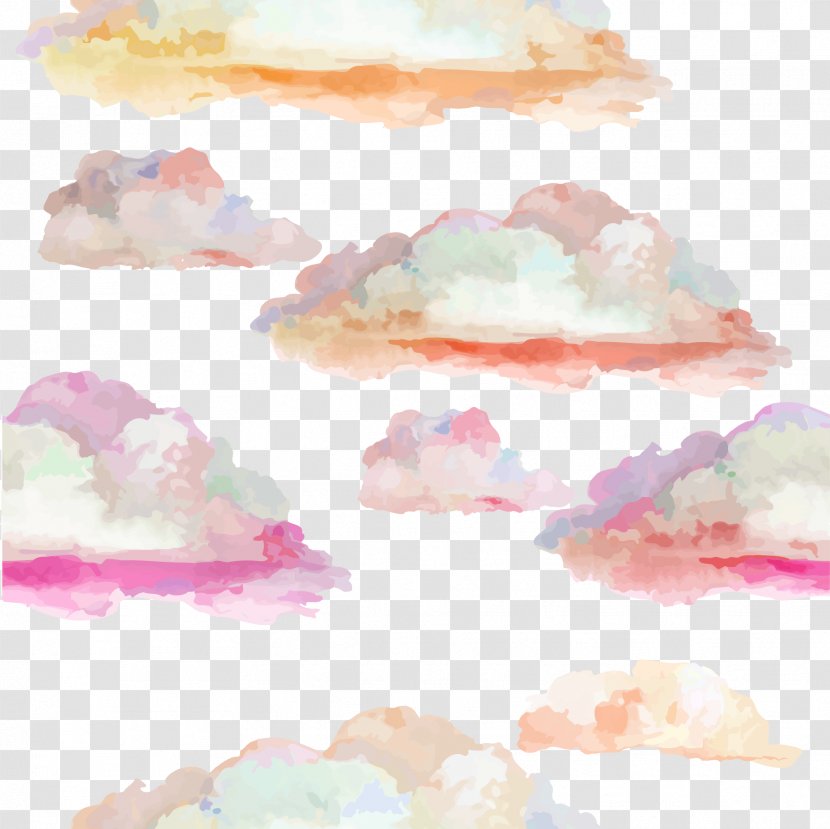 Cloudscape Photography Watercolor Painting - Pattern - Colorful Clouds Transparent PNG