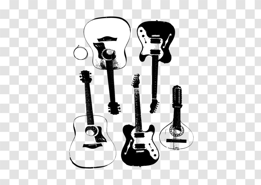 Guitar Amplifier Musical Instrument Clip Art - Monochrome Photography - Many Guitars Transparent PNG