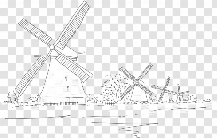 Netherlands Windmill Drawing Line Art - Symmetry - Big Transparent PNG
