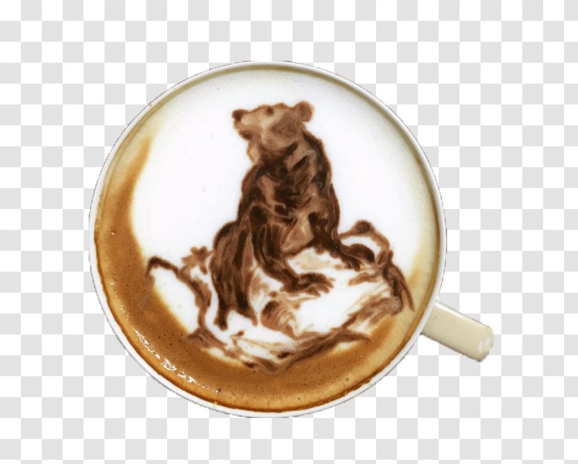 Latte Coffee Cappuccino Cafe Milk - Cartoon - The Bear's On Stone Transparent PNG