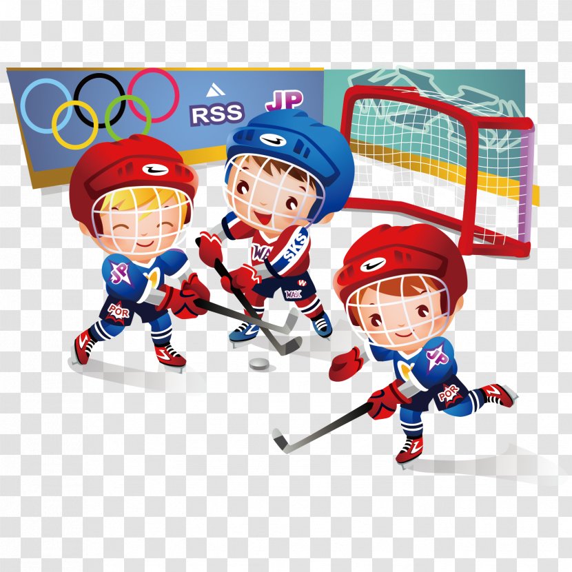 Ice Hockey At The Olympic Games Cartoon Clip Art - Children's Vector Material Transparent PNG