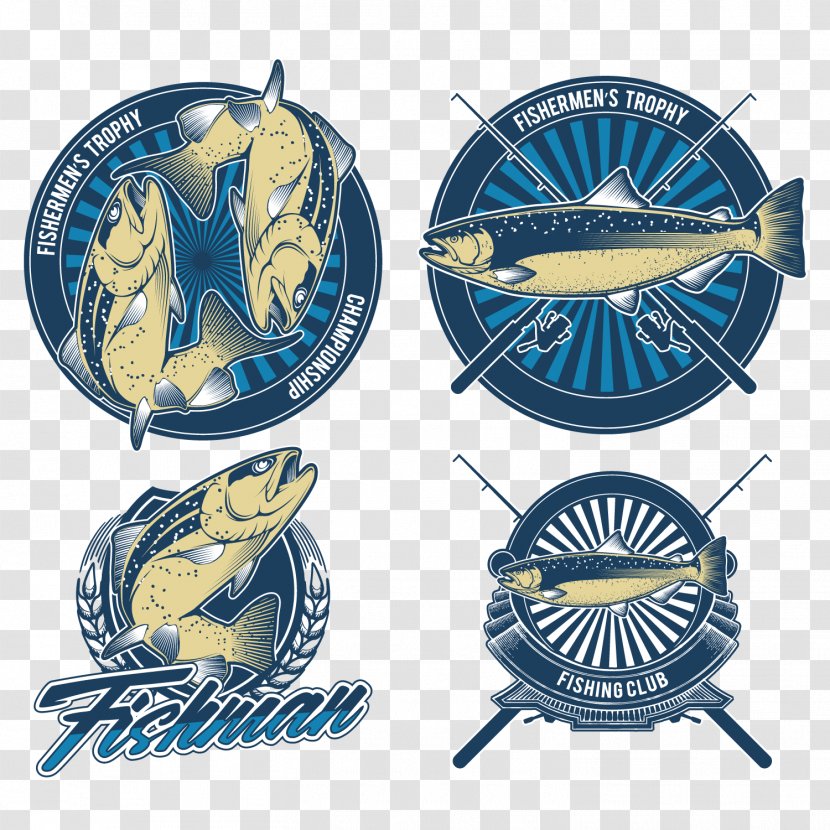 Logo Angling Fishing - Hand Painted Label Vector Transparent PNG