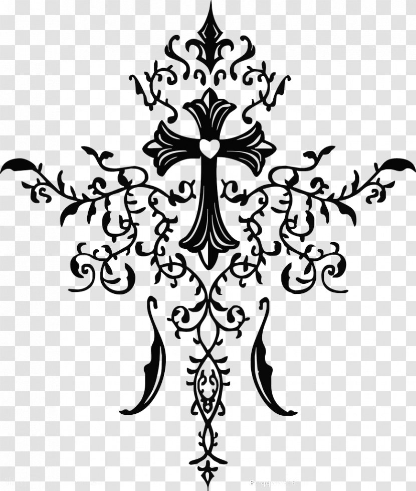 Christian Cross Crucifixion - Black And White Crows Heart Transparent PNG