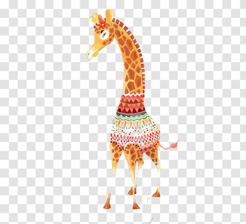 Northern Giraffe Color Illustration - Watercolor Painting Transparent PNG