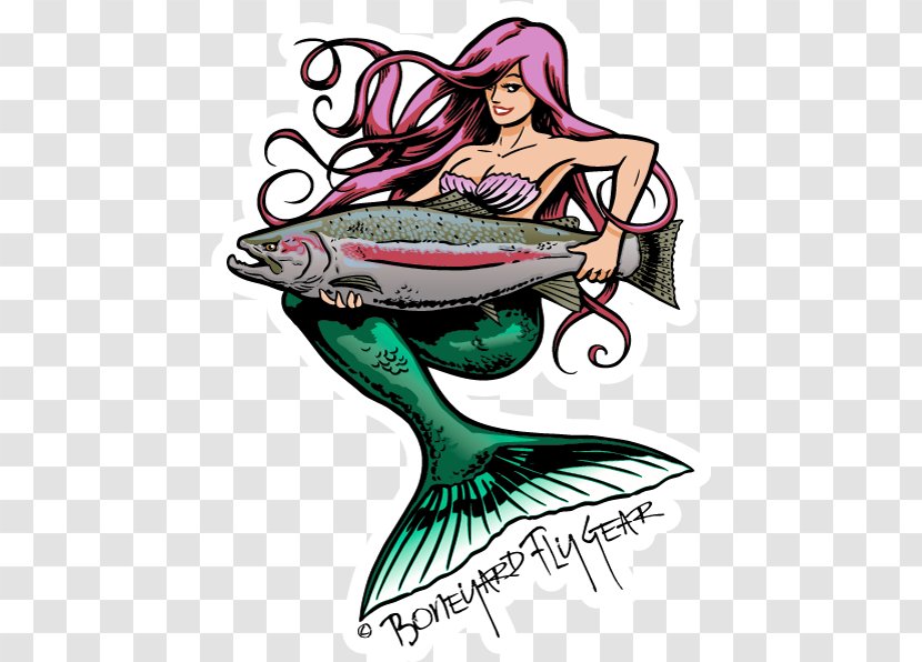 Mermaid Clip Art Decal Fly Fishing Image - Trout Transparent PNG