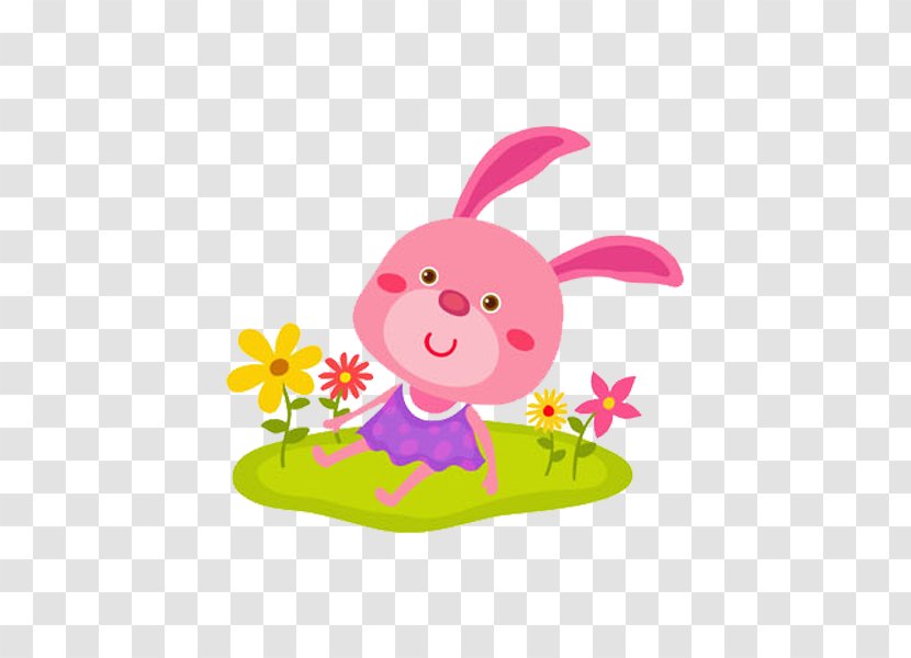 Easter Bunny Petal Rabbit Cartoon Wallpaper - Pink - Lovely Transparent PNG