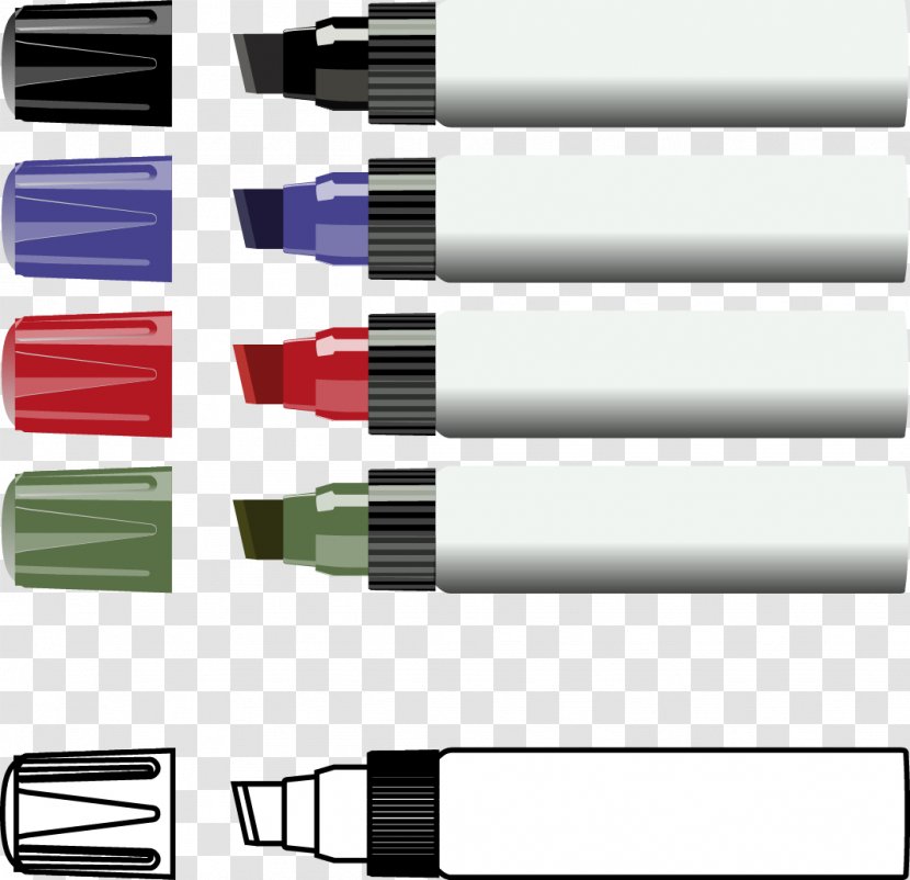 Marker Pen Clip Art - Color - Vector Transparent PNG