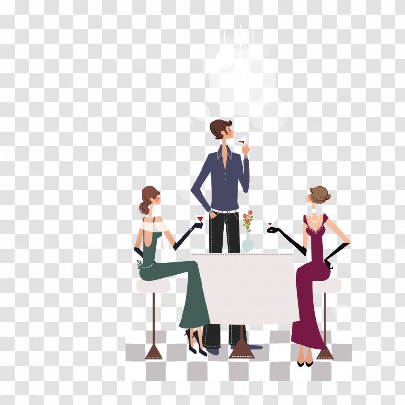 Red Wine Cartoon Illustration - Professional - Drinking Party Colleagues Transparent PNG