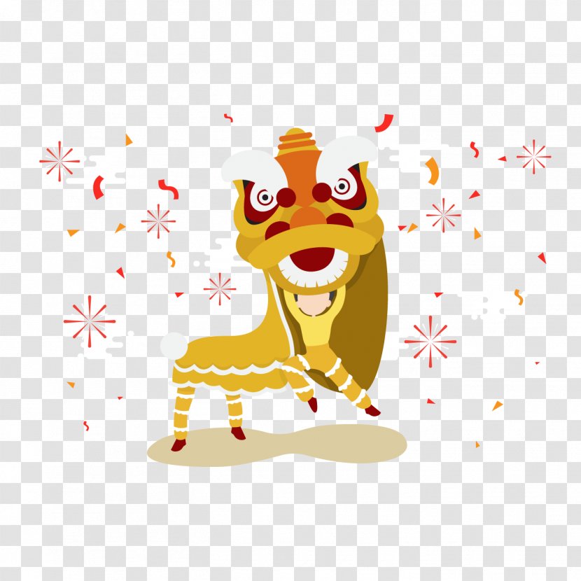 Lion Dance Vector Graphics Illustration - Animated Celebration Transparent PNG