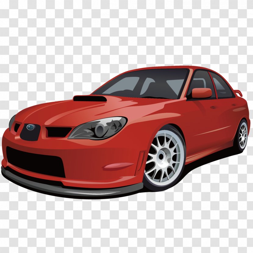 Cartoon Sedan Illustration - Mid Size Car - Exquisite Transparent PNG