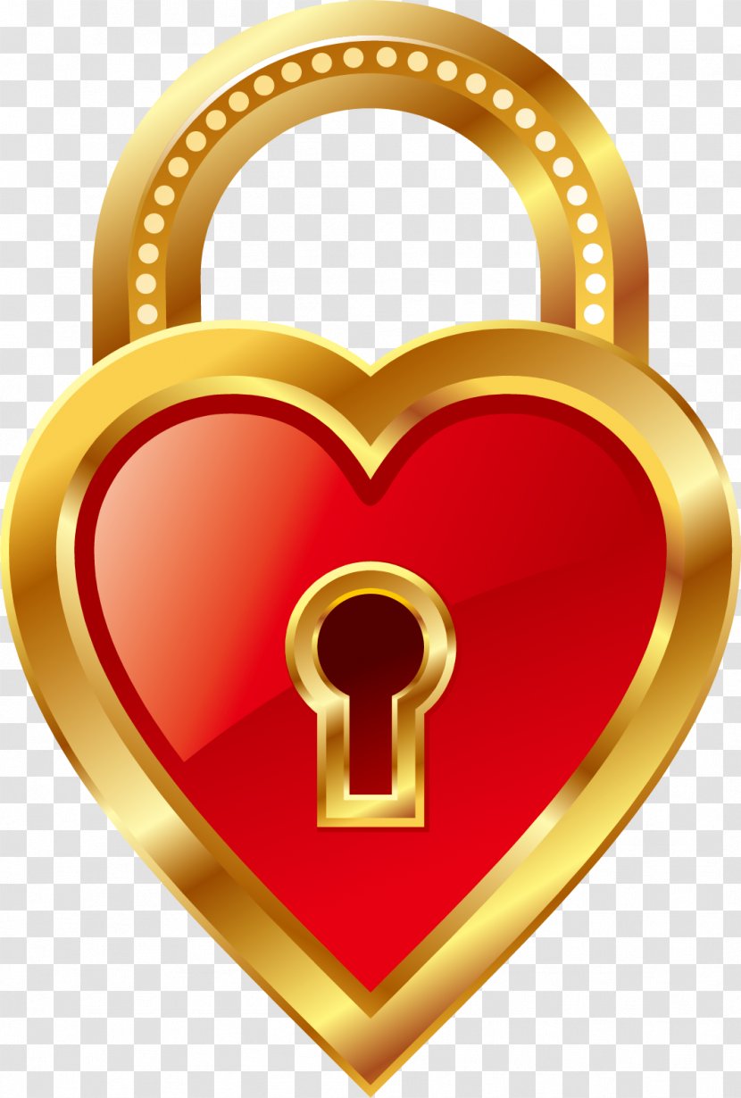 Key Padlock Heart Clip Art - Lever Tumbler Lock - Vector Material Transparent PNG