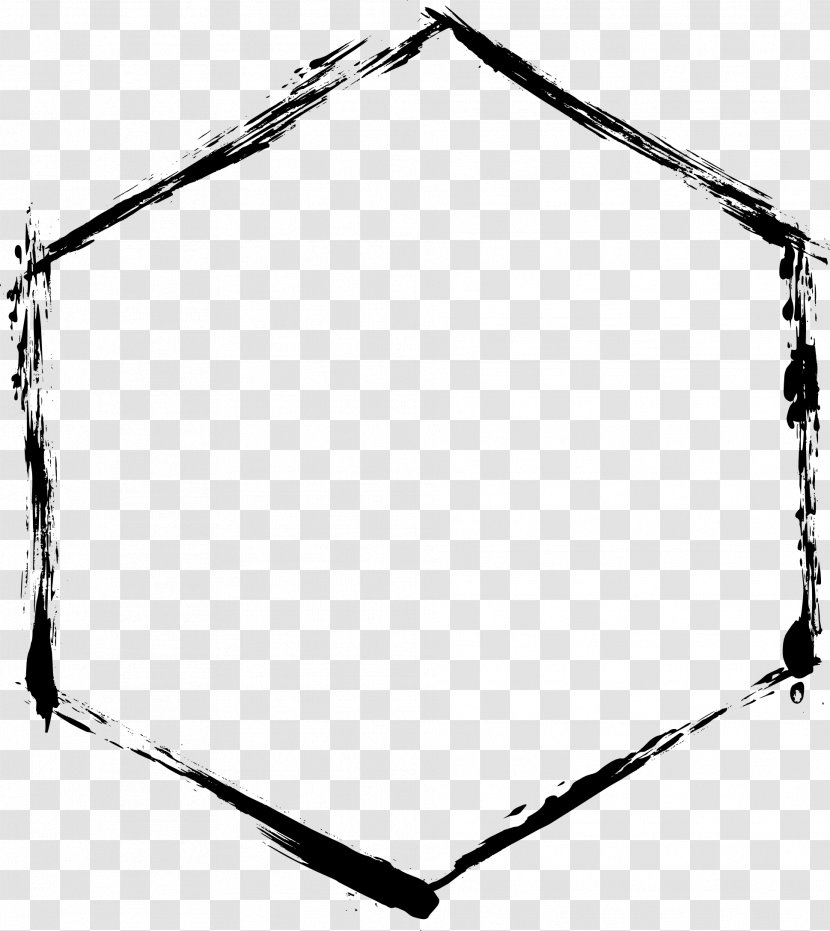 Hexagon Clip Art - Black And White - Circle Frame Transparent PNG