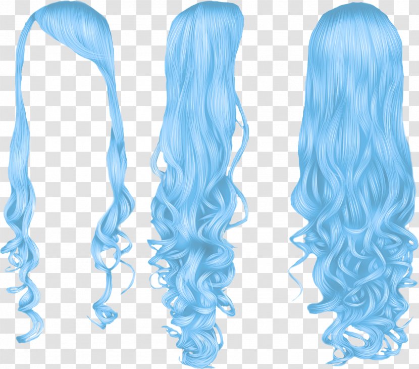 Wig Hair - Blue - Curly Transparent PNG