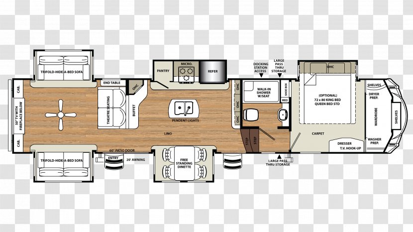 Campervans Floor Plan Fifth Wheel Coupling Caravan - Living Room Top View Transparent PNG