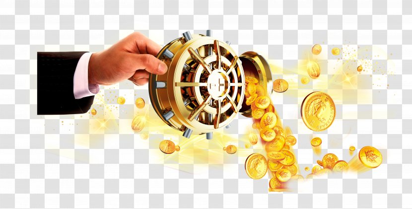 Finance Investment Money Creative Financing Coin - Gold - Take The Hand Of Gear Scattered Coins Transparent PNG