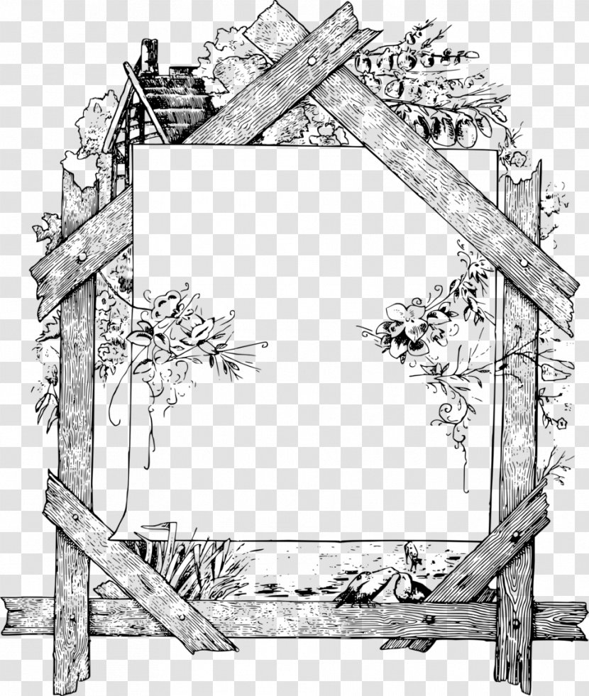 Borders And Frames Picture Clip Art - Black White - Frame Wooden Transparent PNG