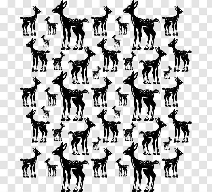 Reindeer Black And White Cartoon - Mustang Horse - Hand-painted Deer Pattern Transparent PNG