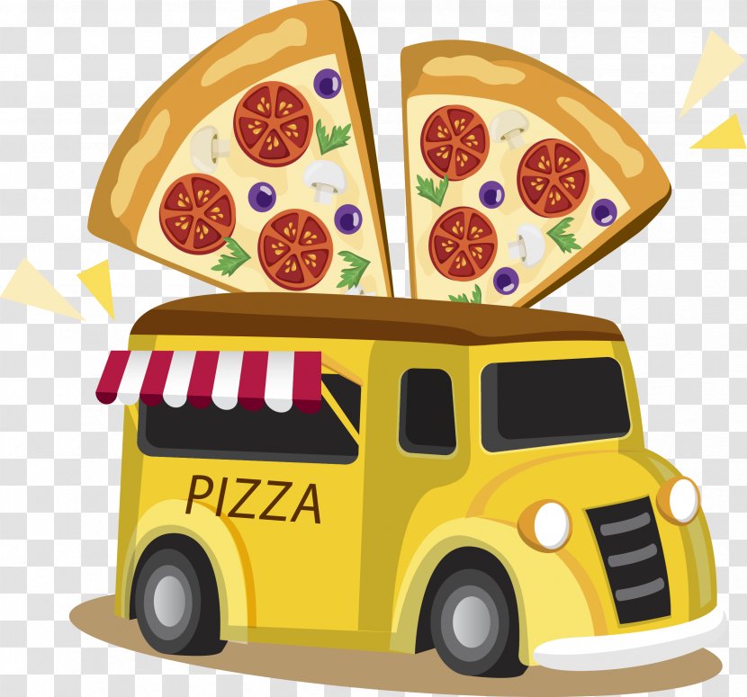 Pizza Take-out Car - Yellow Dining Transparent PNG