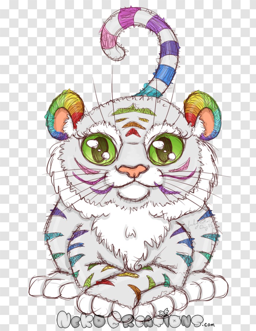 Whiskers Kitten Christmas Ornament Clip Art - Carnivoran - Rainbow Tiger Transparent PNG