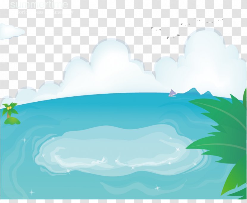 Water Resources Cartoon Sky Illustration - Vector Material Small Lake Transparent PNG