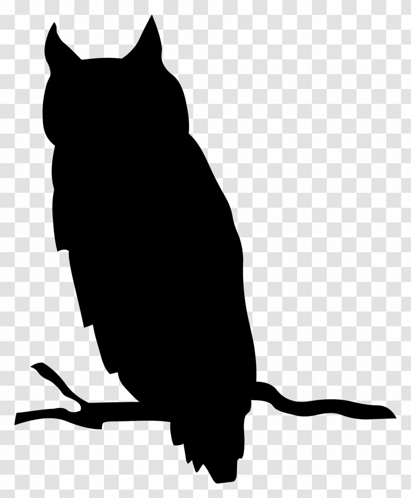 Owl Silhouette Clip Art - Branch - Black And White Transparent PNG