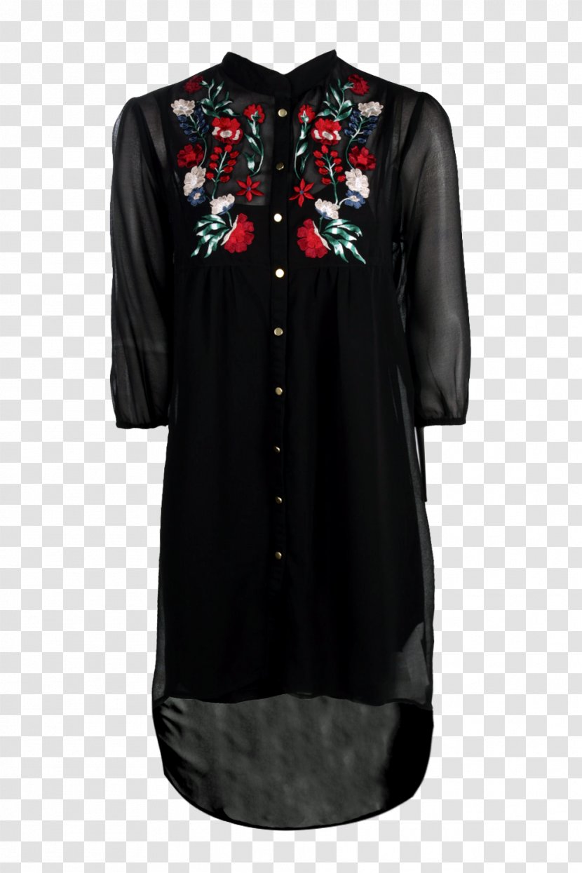 Blouse Dress Sleeve Embroidery Shirt - Black Transparent PNG