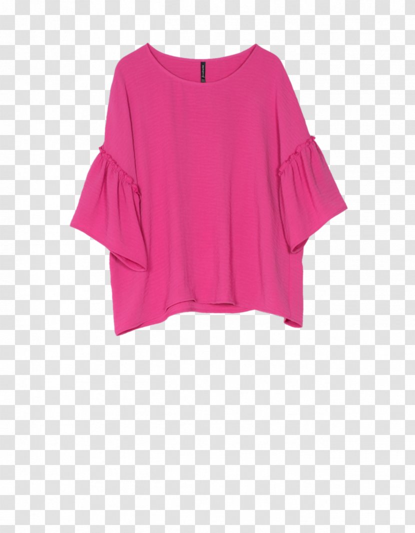 Sleeve Shoulder Blouse Pink M - Neck Transparent PNG