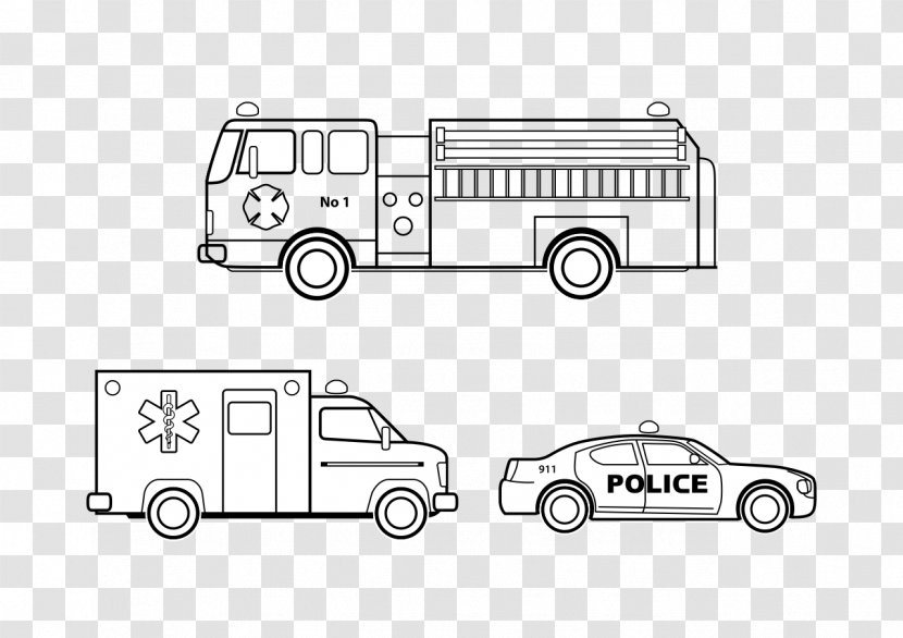 Car Colouring Pages Emergency Vehicle Coloring Book - Automotive Exterior Transparent PNG