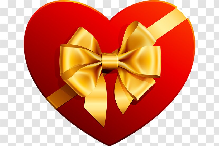 Heart Chocolate Box Art Clip - Yellow - Transparent With Gold Ribbon Clipart Transparent PNG