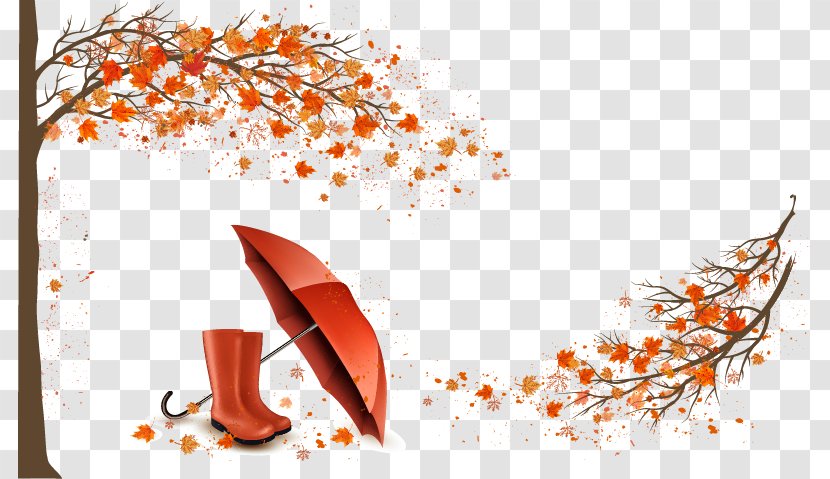 Autumn Umbrella Royalty-free Illustration - Petal - Leaves And Boots Transparent PNG