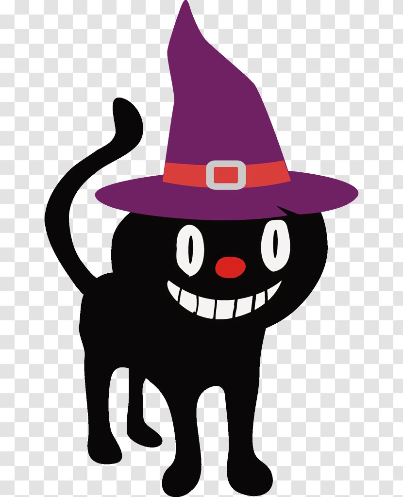Black Cat Halloween - Purple - Small To Mediumsized Cats Headgear Transparent PNG