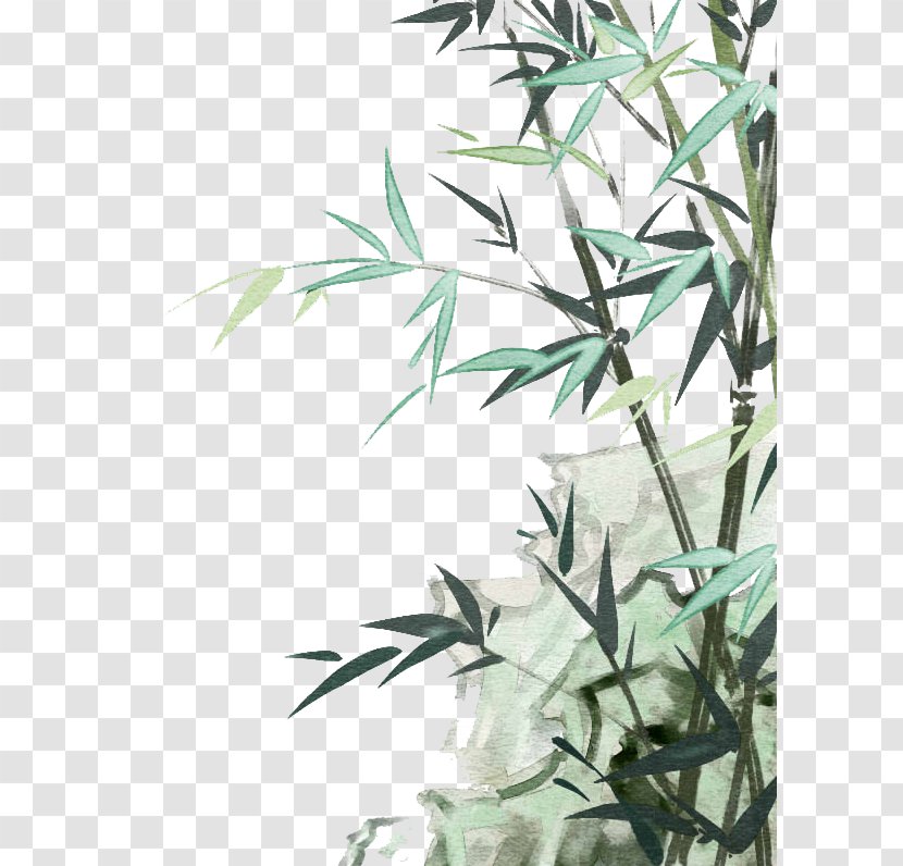 Bamboo Leaf Green - Plant Stem - Hand-painted Deductible Transparent PNG