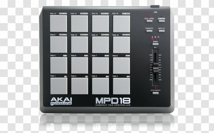 Akai MPD18 MPC MIDI Controllers Professional MPK Mini MKII - Cartoon - Musical Instruments Transparent PNG