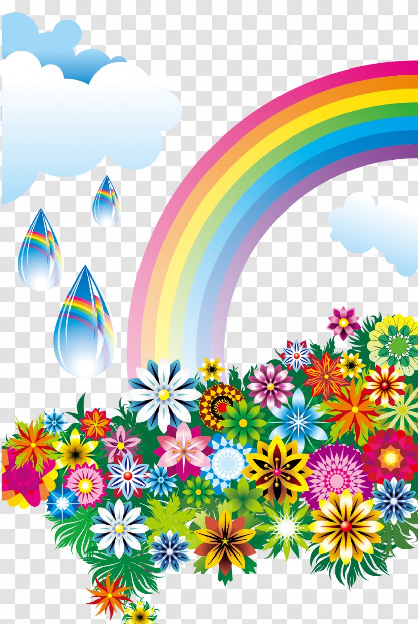 Rainbow Rose Flower Euclidean Vector - Flowering Plant - Landscape Transparent PNG