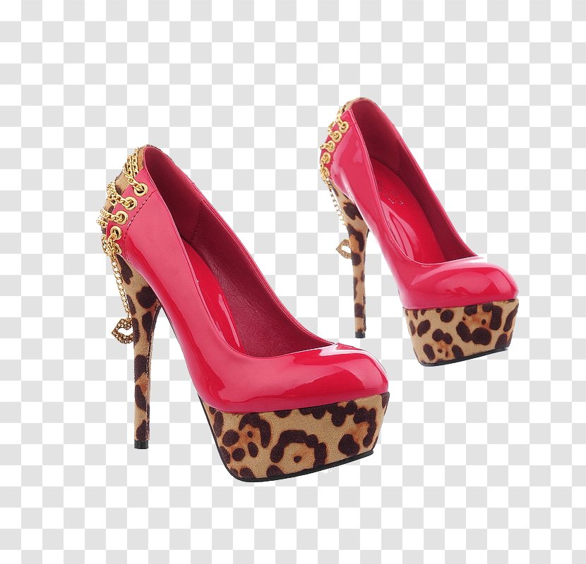 Leopard Court Shoe High-heeled Footwear Peep-toe - Heel - Red Shoes Transparent PNG