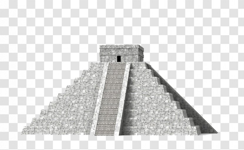 El Castillo, Chichen Itza Maya Civilization Mesoamerican Pyramids - Monochrome Photography - Pyramid Material Transparent PNG