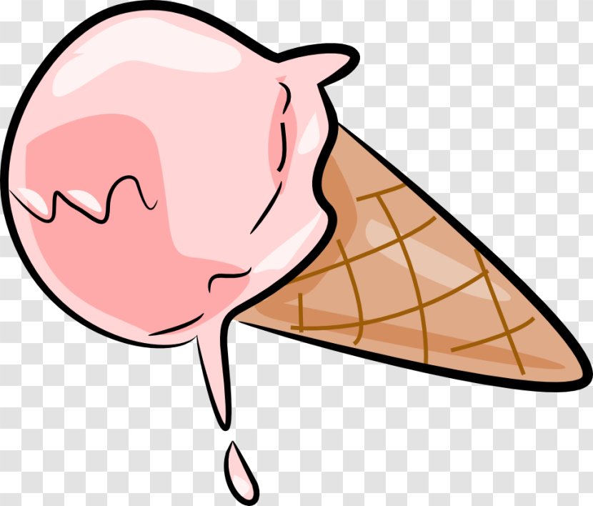 Ice Cream Cones Chocolate Strawberry - Cartoon Transparent PNG