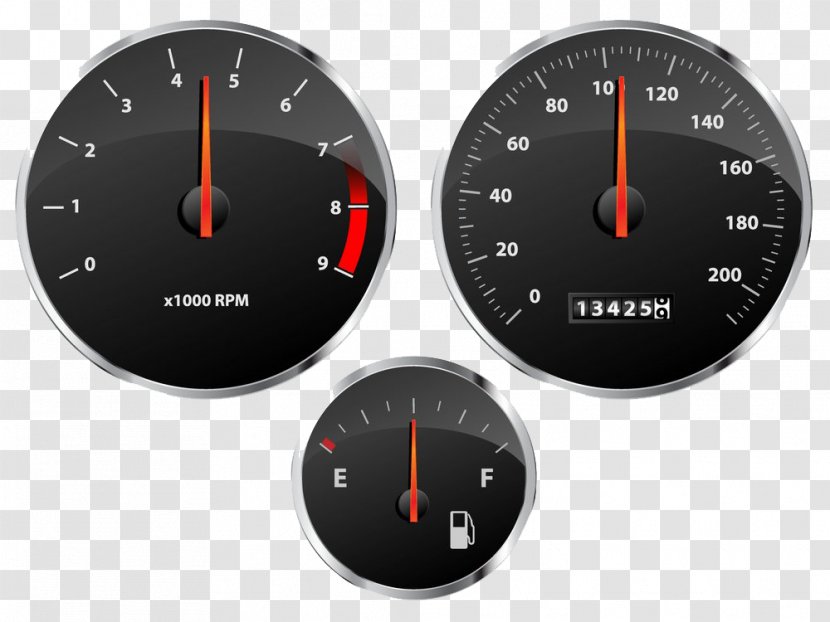 Car Speedometer Tachometer Fuel Gauge - Royalty Free - Auto Dial Transparent PNG