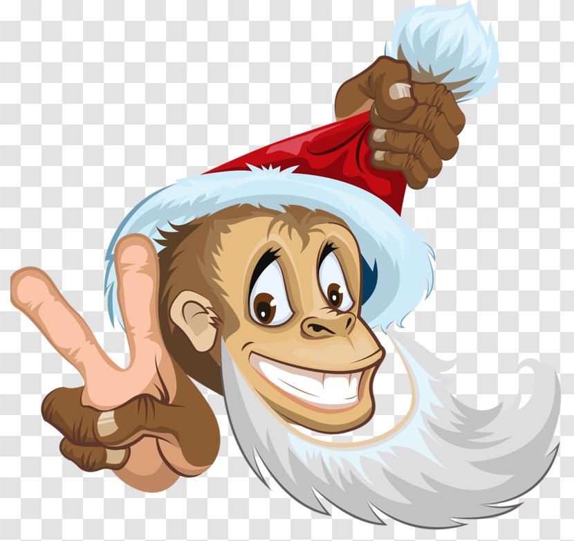 Santa Claus Monkey Clip Art - Thumb - Cute Transparent PNG